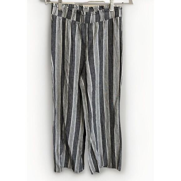 Pink Rose Pants Womens Small Gray & White Striped Pull On Boho Wide Leg (e1) - Picture 1 of 8